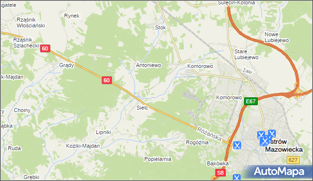 mapa Komorowo-Kolonia, Komorowo-Kolonia na mapie Targeo