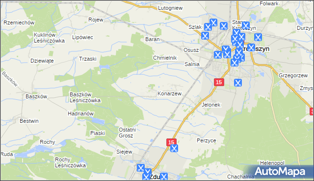 mapa Konarzew gmina Zduny, Konarzew gmina Zduny na mapie Targeo