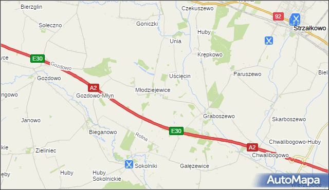 mapa Kościanki gmina Strzałkowo, Kościanki gmina Strzałkowo na mapie Targeo