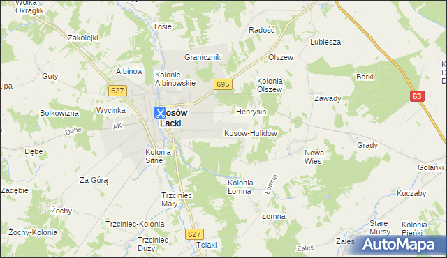 mapa Kosów-Hulidów, Kosów-Hulidów na mapie Targeo