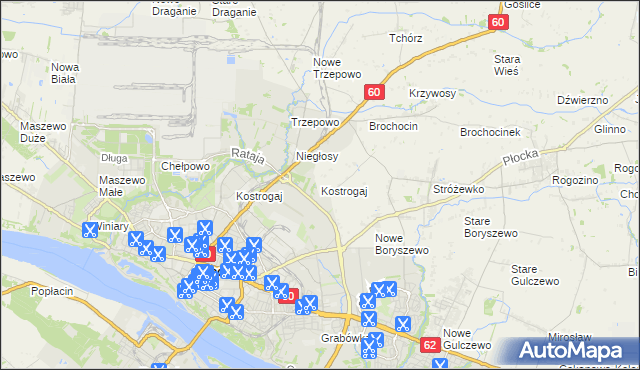 mapa Kostrogaj, Kostrogaj na mapie Targeo