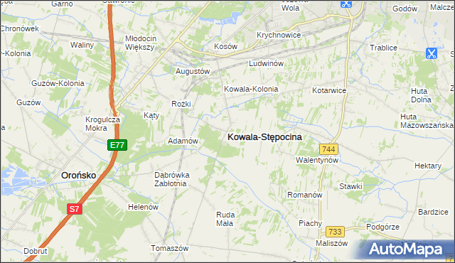 mapa Kowala-Stępocina, Kowala-Stępocina na mapie Targeo