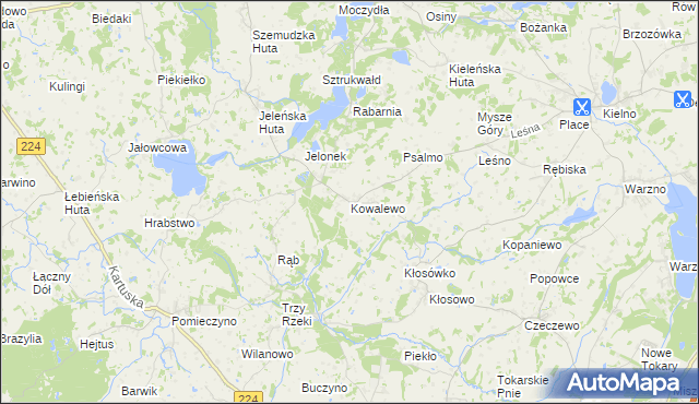 mapa Kowalewo gmina Szemud, Kowalewo gmina Szemud na mapie Targeo