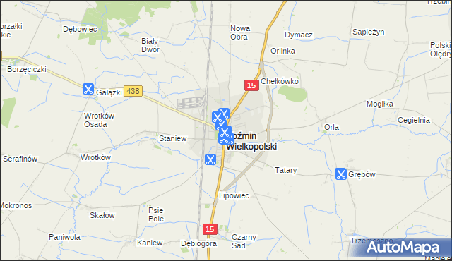 mapa Koźmin Wielkopolski, Koźmin Wielkopolski na mapie Targeo