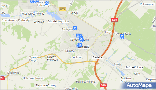 mapa Kraśnik, Kraśnik na mapie Targeo