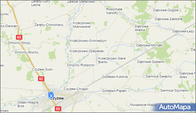 mapa Krzeczkowo-Stare Bieńki, Krzeczkowo-Stare Bieńki na mapie Targeo