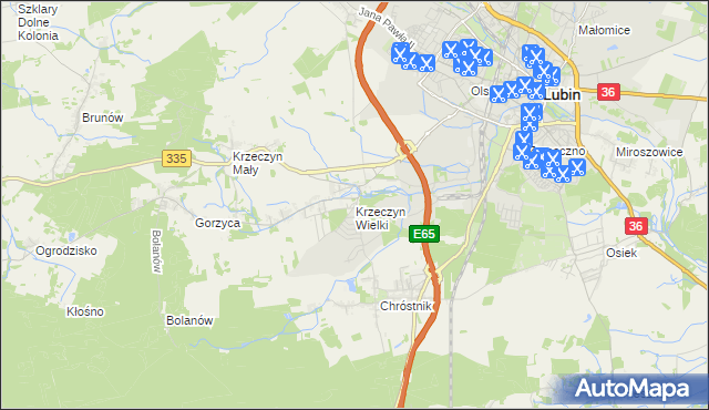 mapa Krzeczyn Wielki, Krzeczyn Wielki na mapie Targeo