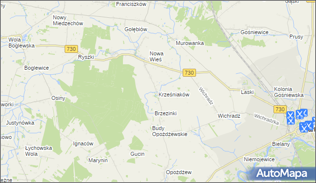 mapa Krześniaków, Krześniaków na mapie Targeo