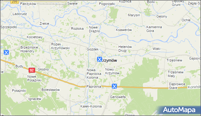 mapa Krzymów powiat koniński, Krzymów powiat koniński na mapie Targeo