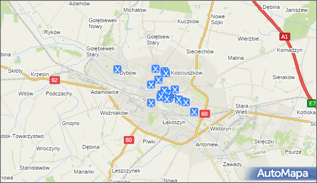 mapa Kutno, Kutno na mapie Targeo