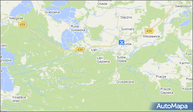 mapa Łąki Gajówka, Łąki Gajówka na mapie Targeo
