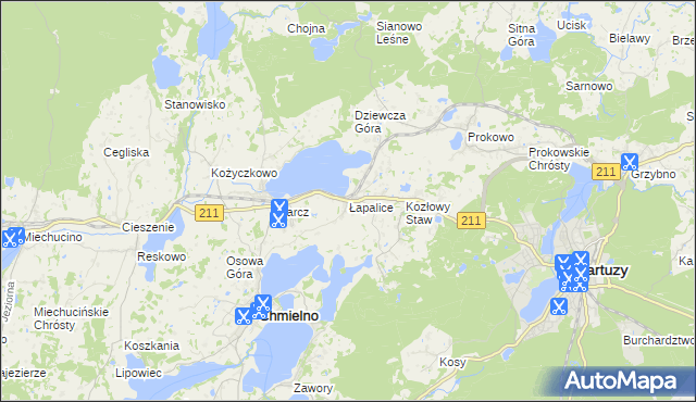 mapa Łapalice, Łapalice na mapie Targeo