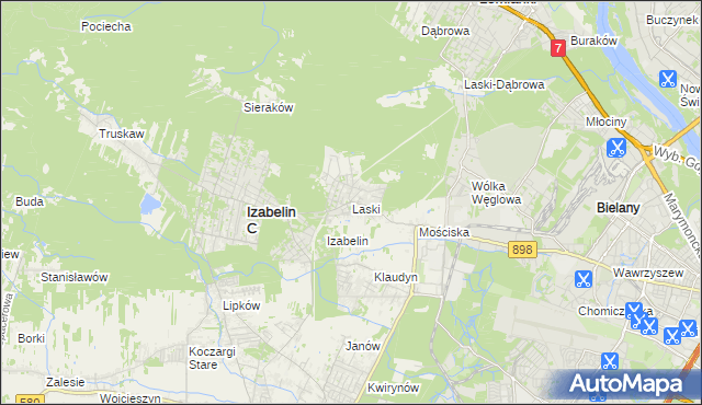 mapa Laski gmina Izabelin, Laski gmina Izabelin na mapie Targeo