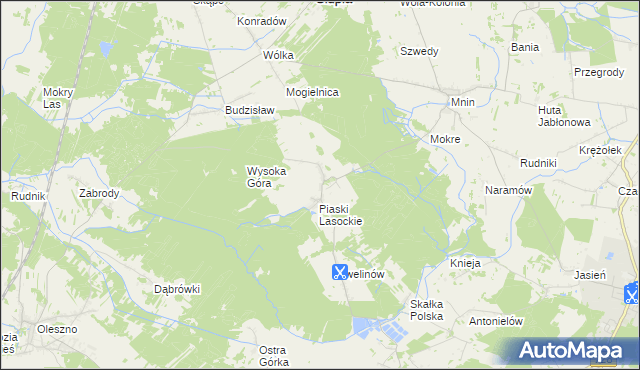 mapa Lasocin gmina Łopuszno, Lasocin gmina Łopuszno na mapie Targeo