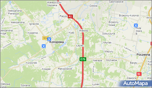mapa Łaziec, Łaziec na mapie Targeo