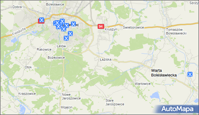 mapa Łaziska gmina Bolesławiec, Łaziska gmina Bolesławiec na mapie Targeo