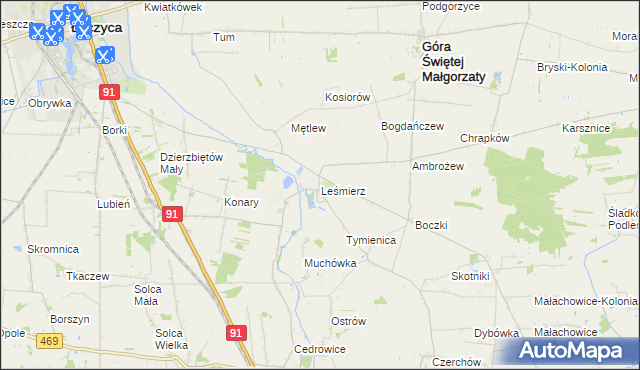 mapa Leśmierz, Leśmierz na mapie Targeo