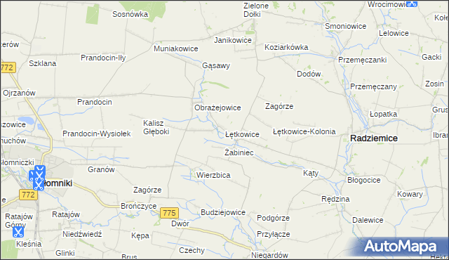 mapa Łętkowice, Łętkowice na mapie Targeo