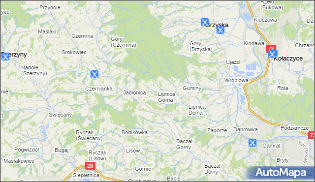 mapa Lipnica Górna gmina Skołyszyn, Lipnica Górna gmina Skołyszyn na mapie Targeo