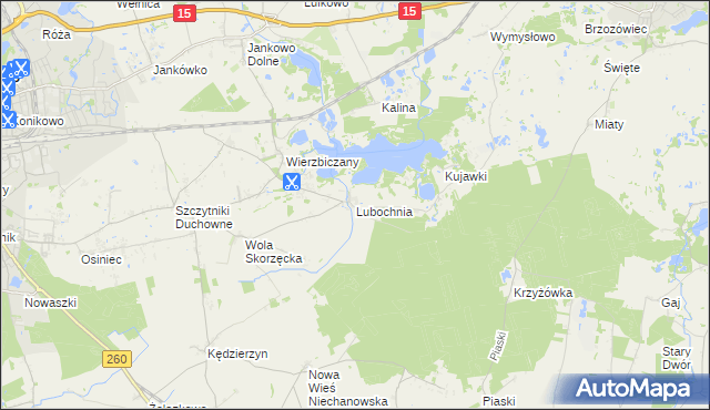 mapa Lubochnia gmina Gniezno, Lubochnia gmina Gniezno na mapie Targeo