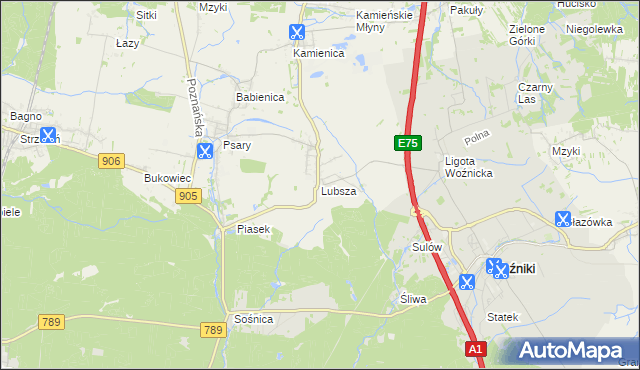 mapa Lubsza gmina Woźniki, Lubsza gmina Woźniki na mapie Targeo