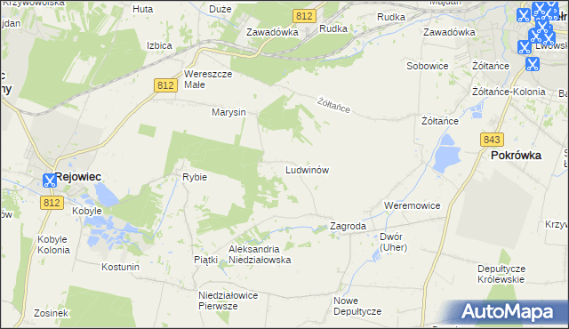 mapa Ludwinów gmina Chełm, Ludwinów gmina Chełm na mapie Targeo