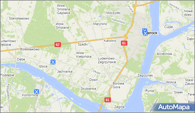 mapa Ludwinowo Zegrzyńskie, Ludwinowo Zegrzyńskie na mapie Targeo