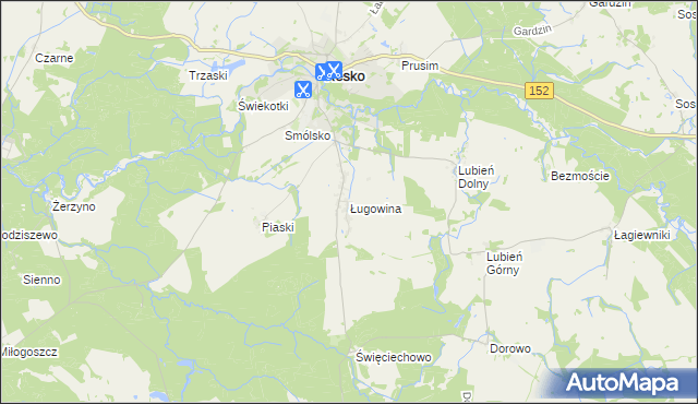 mapa Ługowina gmina Resko, Ługowina gmina Resko na mapie Targeo