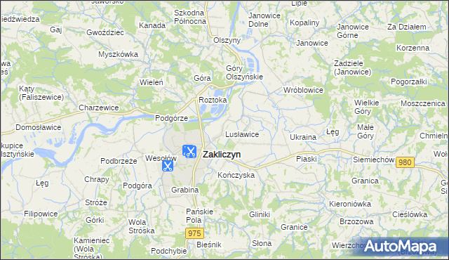 mapa Lusławice gmina Zakliczyn, Lusławice gmina Zakliczyn na mapie Targeo