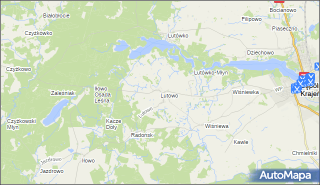mapa Lutowo, Lutowo na mapie Targeo