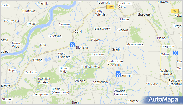 mapa Łysaków gmina Czermin, Łysaków gmina Czermin na mapie Targeo