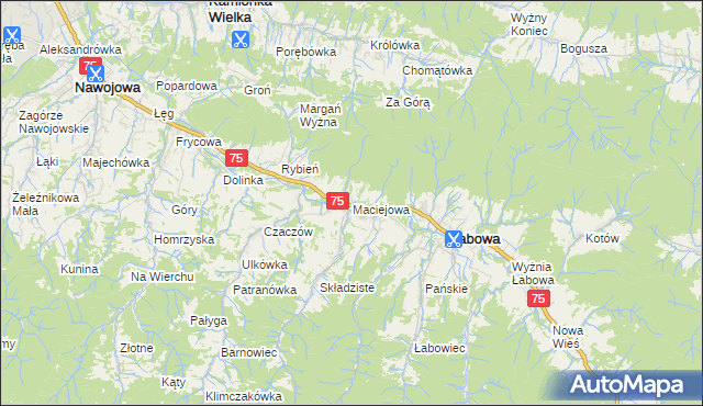 mapa Maciejowa, Maciejowa na mapie Targeo