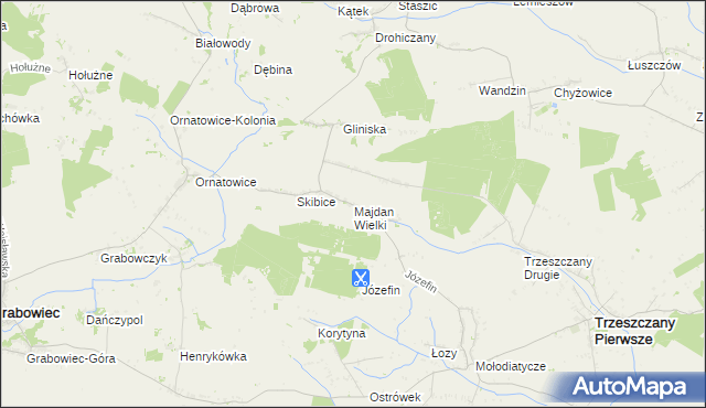 mapa Majdan Wielki gmina Trzeszczany, Majdan Wielki gmina Trzeszczany na mapie Targeo