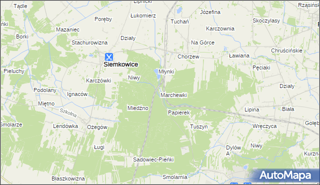 mapa Marchewki gmina Siemkowice, Marchewki gmina Siemkowice na mapie Targeo