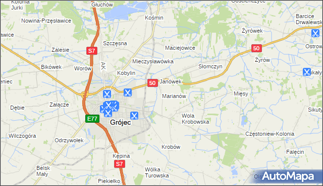 mapa Marianów gmina Grójec, Marianów gmina Grójec na mapie Targeo