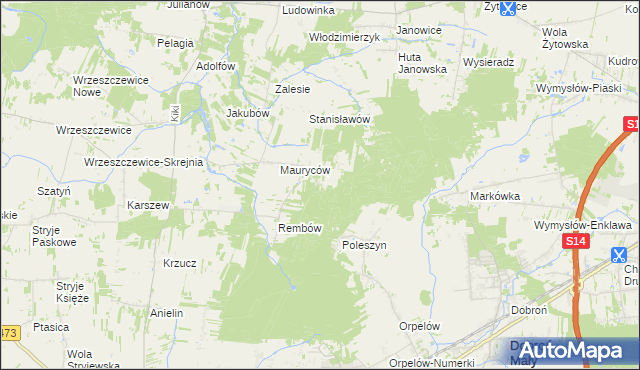 mapa Marianów gmina Wodzierady, Marianów gmina Wodzierady na mapie Targeo
