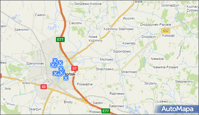 mapa Michowo, Michowo na mapie Targeo