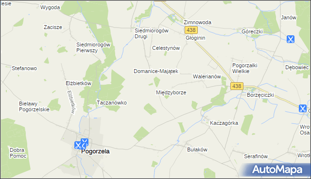mapa Międzyborze gmina Pogorzela, Międzyborze gmina Pogorzela na mapie Targeo