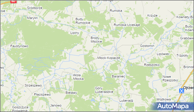 mapa Młock-Kopacze, Młock-Kopacze na mapie Targeo