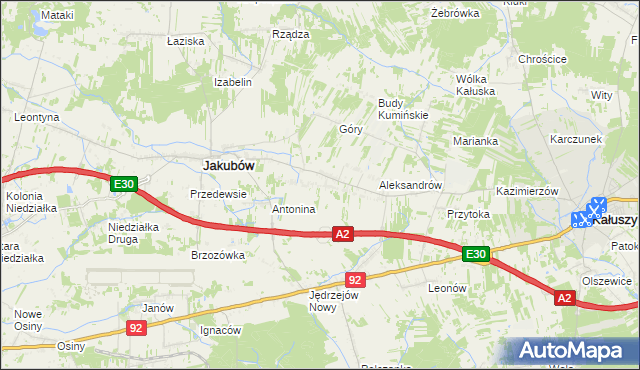 mapa Moczydła gmina Jakubów, Moczydła gmina Jakubów na mapie Targeo