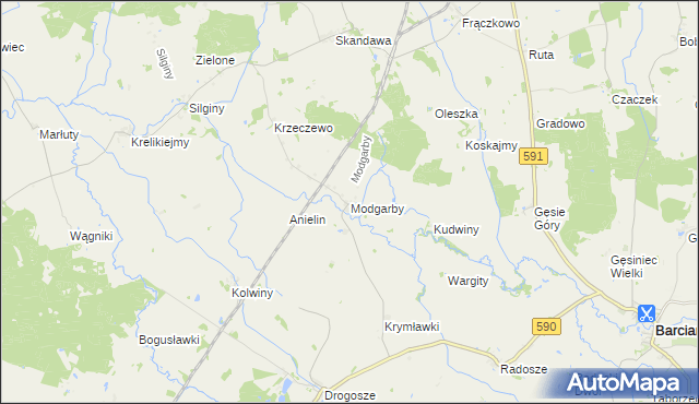 mapa Modgarby, Modgarby na mapie Targeo