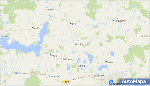 mapa Modliny, Modliny na mapie Targeo