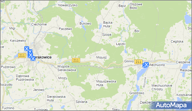 mapa Mojusz, Mojusz na mapie Targeo
