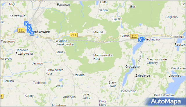 mapa Mojuszewska Huta, Mojuszewska Huta na mapie Targeo