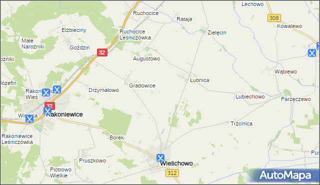 mapa Mokrzec gmina Wielichowo, Mokrzec gmina Wielichowo na mapie Targeo