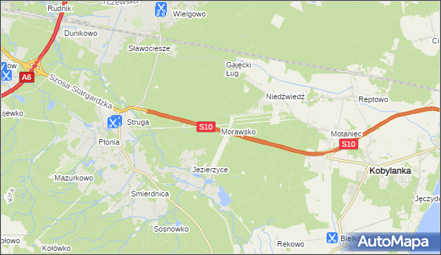 mapa Morawsko gmina Kobylanka, Morawsko gmina Kobylanka na mapie Targeo