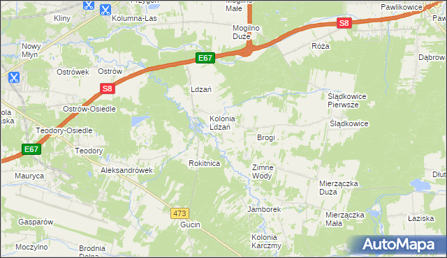 mapa Morgi gmina Dobroń, Morgi gmina Dobroń na mapie Targeo