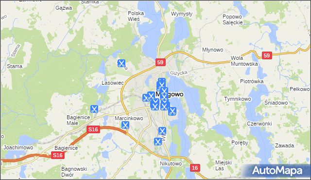 mapa Mrągowo, Mrągowo na mapie Targeo