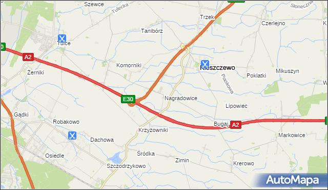 mapa Nagradowice, Nagradowice na mapie Targeo