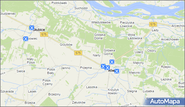 mapa Narty gmina Iłów, Narty gmina Iłów na mapie Targeo